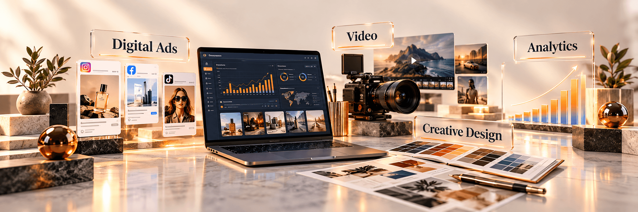 Advertising, video production, analytics and creative design